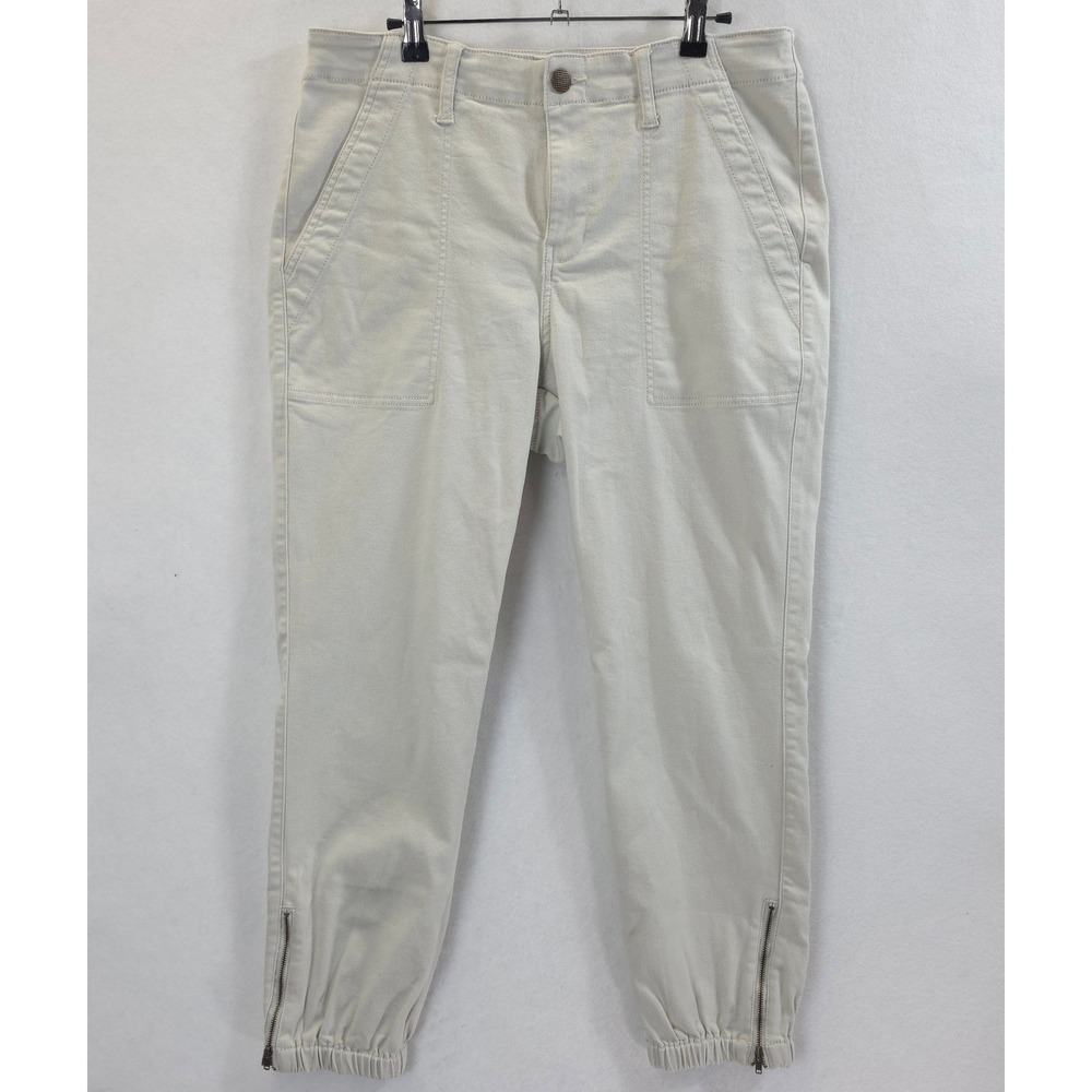 Cabi Utility Jogger Pants Ankle Zip Cream Women 10 Gorpcore Casual Chic